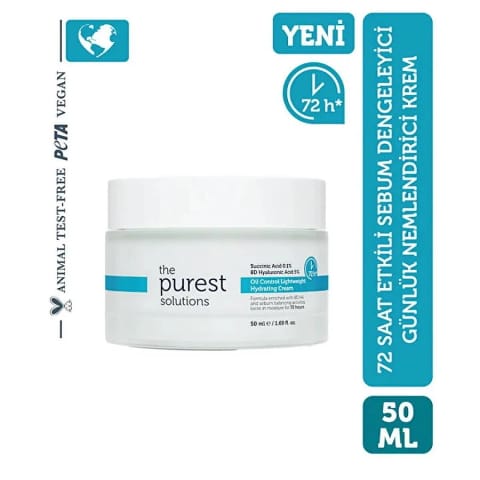 The Purest Solutions مرطوبکننده روزانه پایه آب کنترلکننده سبوم با اثر ۷۲ ساعته