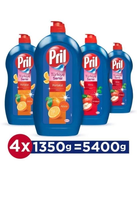 Pril مایع ظرفشویی دستی سری ترکیه ۴×۱۳۵۰ میلیلیتر - آدانا پرتقال...