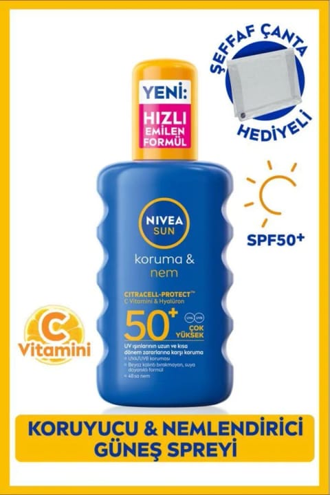 NIVEA SUN SPF50 اسپری بدن محافظت بالا و مرطوبکننده ۲۰۰ml