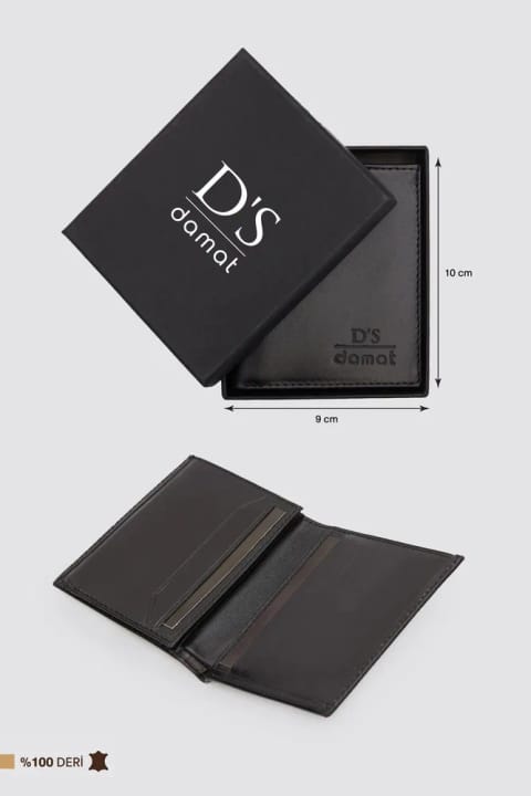 کیف پول چرم اصل مشکی با جعبه D'S Damat