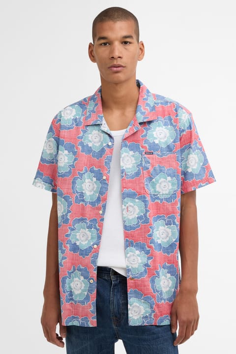 پیراهن Barbour مدل Hauxley Printed Summer Fit رنگ Lava