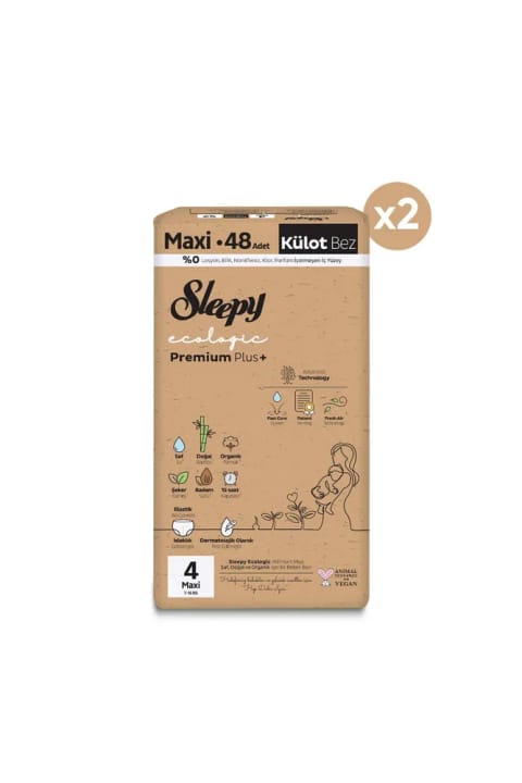 Sleepy Ecologic Premium Plus سوپر پک پوشک شورت سایز ۴ ماکسی ۹۶ عددی