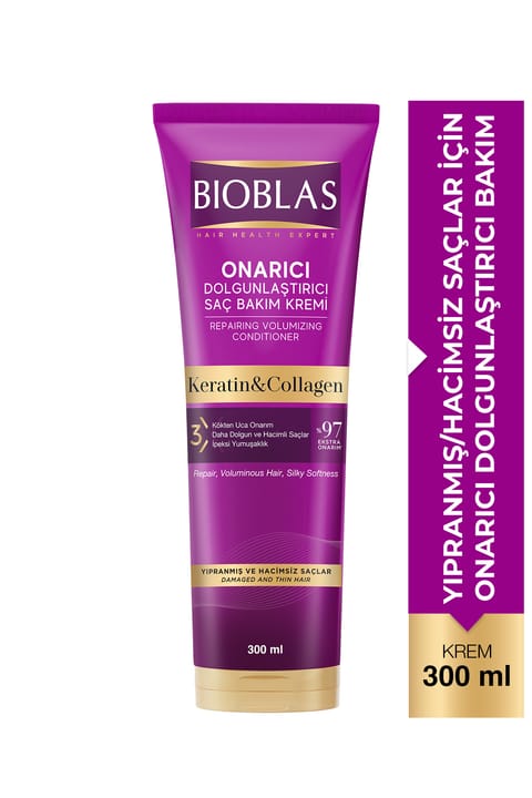 کرم مراقبت مو تقویتکننده و ترمیمکننده Bioblas با Keratin و Collagen ۳۰۰ میلیلیتر