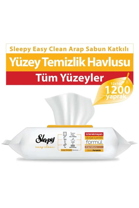 Sleepy Easy Clean دستمال تمیزکننده سطح با عصاره صابون عرب 100 برگ 12 عددی