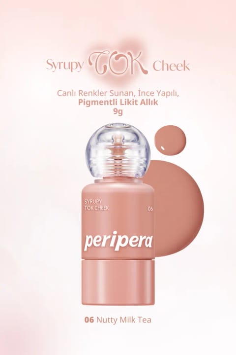 PERIPERA رژگونه مایع سبک با بافت یکپارچه با پوست، پیگمنته Syrupy Tok Che... — 06 Nutty Milktea