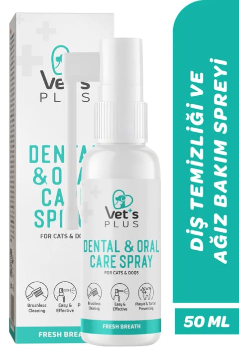Vet's Plus اسپری مراقبت از دهان و دندان ۵۰ میلی‌لیتری (برای گربه و سگ)