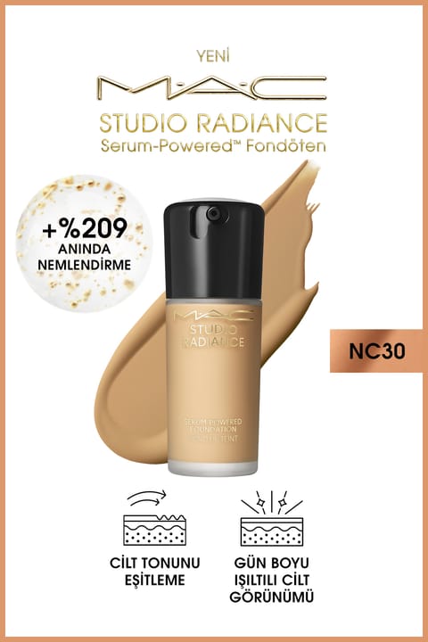 فونداسیون M.A.C Studio Radiance Serum-powered™ با فینیش درخشان و اثر مراقبت از پوست