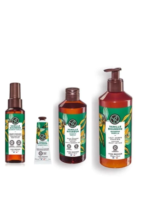Yves Rocher وانیل اسپری بدن سایز اصلی، کرم دست مرطوبکننده، ژل دوش