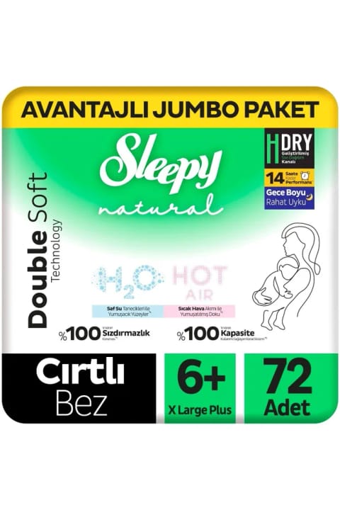 پوشک بچه Sleepy Natural Double Soft بسته جامبو مقرونبهصرفه سایز ۶+ Xlarge ...