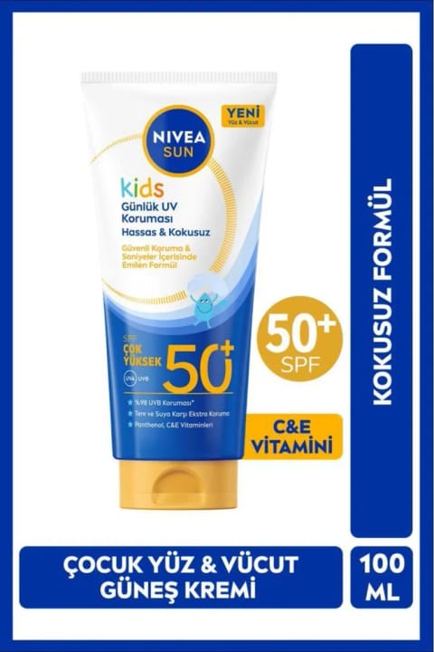 NIVEA SUN SPF50+ کرم ضدآفتاب کودکان مخصوص صورت و بدن 100 میلی‌لیتر