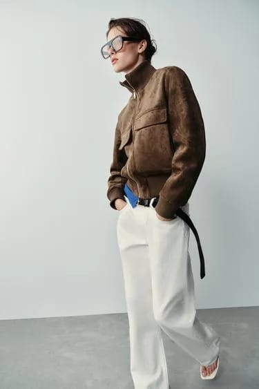 Zara کاپشن بامبر جیر مصنوعی