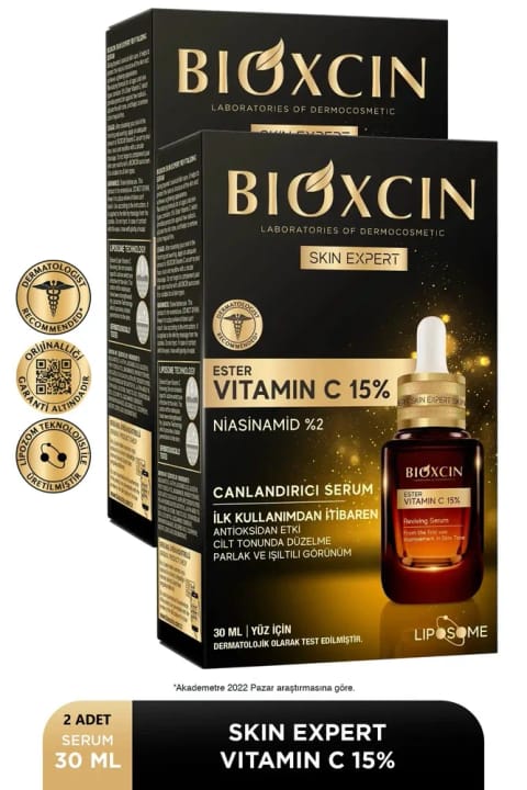 Bioxcin Vitamin C 15% شادابکننده سرم 2×30 میلیلیتر - Ester C Niasinamid (B3 vit...