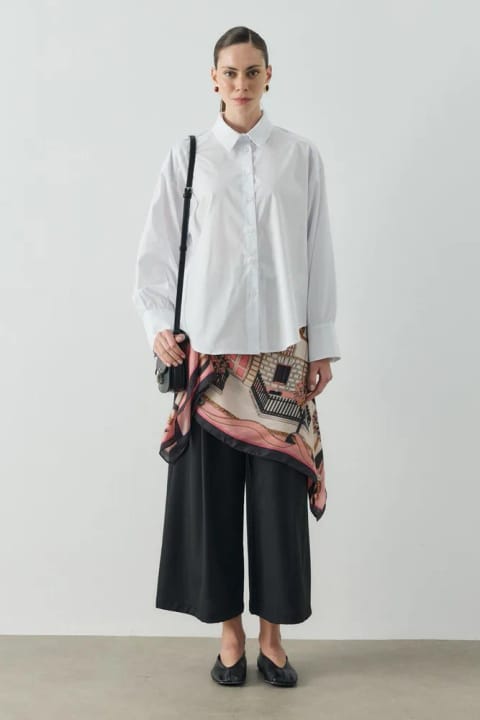 پیراهن Basic Relaxed Fit سفید