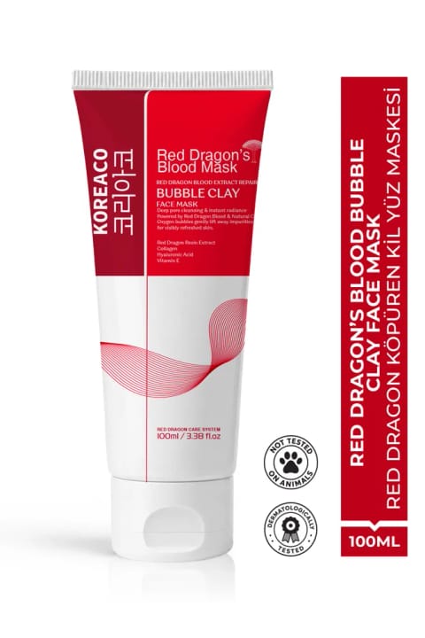 KOREACO ماسک صورت Clay حبابی اژدهای قرمز | طراوت، شفافیت، مرطوب‌کننده و ابریشمی