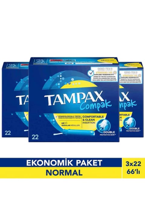 TAMPAX Compak Normal اپلیکاتوردار تامپون ۲۲ عددی x3