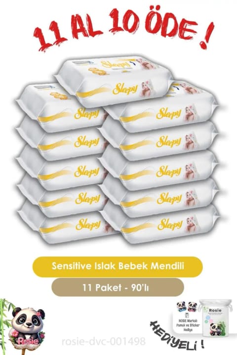 Sleepy حساس 11+10 عددی دستمال مرطوب 90 تایی و ROSIE