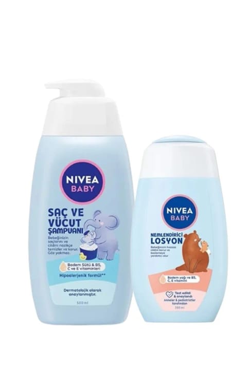 NIVEA Baby شامپو و لوسیون مرطوب‌کننده بدن و مو ۲۰۰ میلی‌لیتر