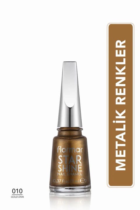 Flormar لاک ناخن متالیک براق - Star Shine Nail Enamel - 010 Gold Diva