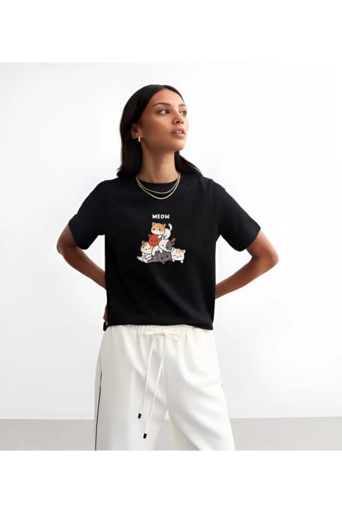 تیشرت طرح Meow یونیسکس uyguntarz