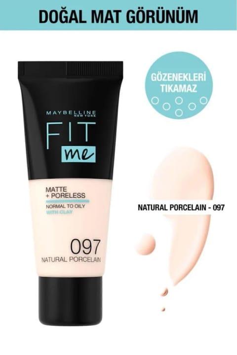 Maybelline New York Fit Me Matte Poreless کرم پودر - 97 Natural Porcelain