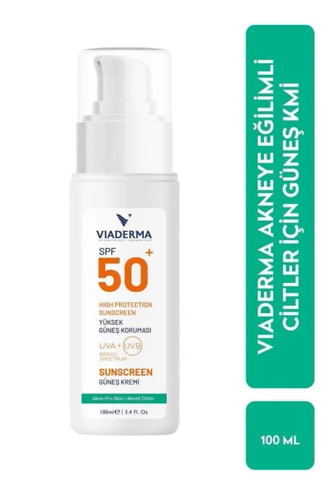 کرم ضد آفتاب Viaderma ضد آکنه SPF 50 صورت و بدن مناسب پوست مستعد آکنه و مختلط