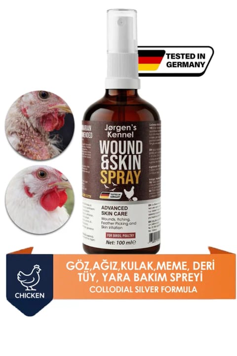 Jorgens Kennel اسپری مراقبت از پوست، پر و زخم طیور 100 میلی‌لیتر | مرغ...