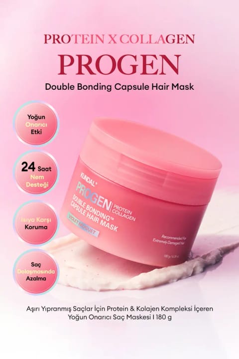 ماسک موی ترمیم‌کننده شدید Kundal برای موهای آسیب‌دیده Progen Double Bondin...