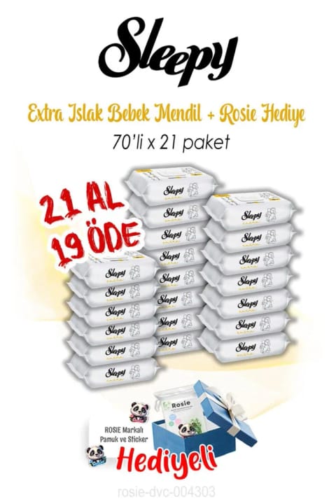 Sleepy 21 AL 19 ÖDE 70'li Extra Islak Bebek Havlusu و ROSIE