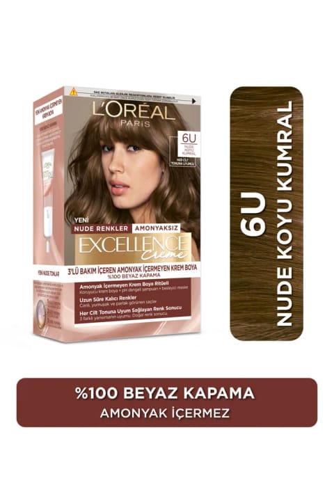L'Oréal Paris Excellence Creme Nude Renkler رنگ مو – 6u Nude قهوهای تیره