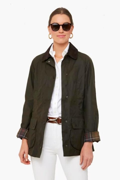 کاپشن روغنی Barbour Classic Beadnell OL71 زیتونی