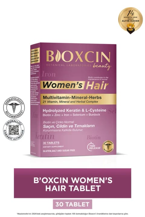 Bioxcin Women's Hair 30 قرص - کراتین کلاژن بیوتین روی آهن سلنیوم...