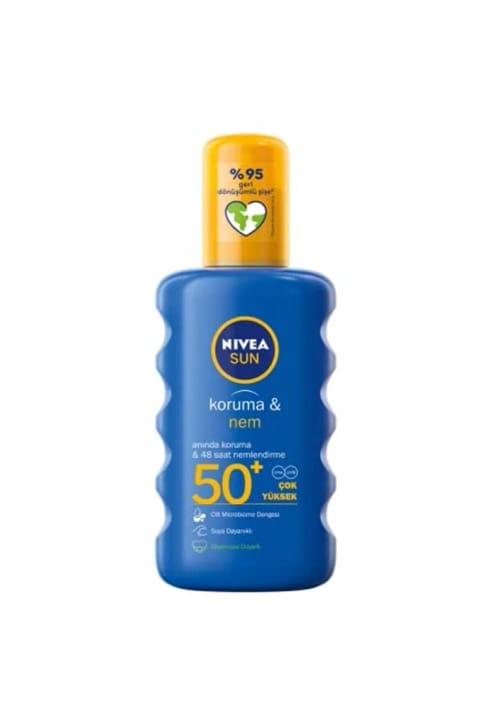 NIVEA Sun SPF 50+ محافظت و مرطوب‌کنندگی اسپری ضدآفتاب ۲۰۰ میلی‌لیتر