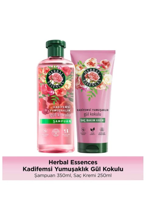 شامپو و نرمکننده Herbal Essences با رایحه گل رز، لطافت مخملی ۲۵۰ میلیلیتر