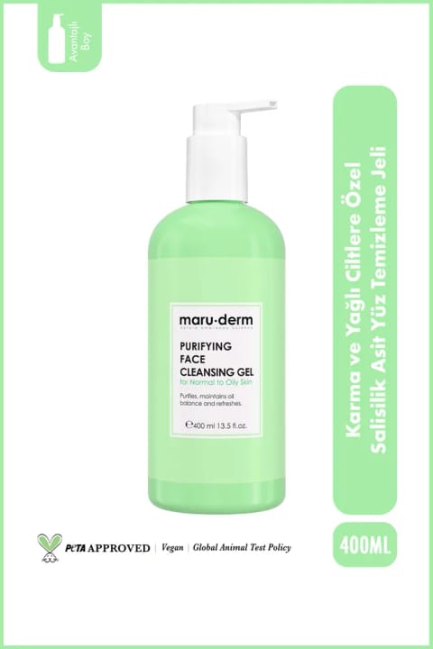Maru.Derm ژل شستشوی صورت مخصوص پوست مختلط و چرب با سالیسیلیک اسید ۴۰۰ میلی‌لیتر