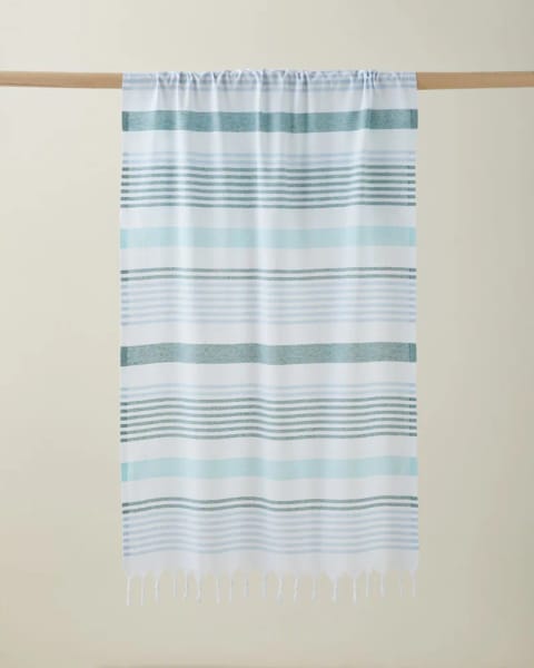 حوله حمام راه‌راه بازیافتی Calen 80×150 سانتی‌متر سبز-آبی