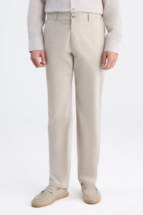 D'S Damat شلوار چینو گاباردین بژ فیت راحت