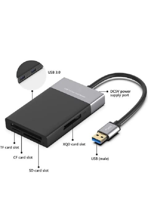 کارتخوان چندکاره DP XQD 6in1 با دو ورودی USB 3.0 و پورتهای XQD TF CF SD Ca...
