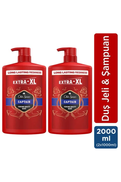 Old Spice Captain ژل دوش و شامپو مردانه 1000 میلیلیتر سایز بزرگ XXL بسته ۲ عددی