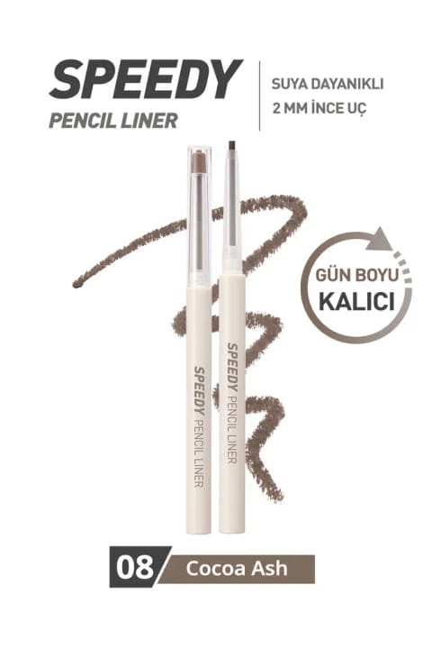مداد چشمی Speedy Pencil Liner برند PERIPERA — 08 Cocoa Ash