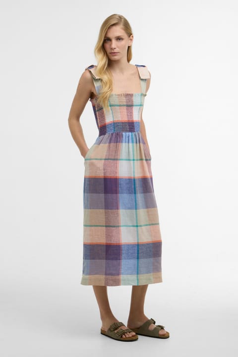 پیراهن میدی زنانه Barbour مدل Amelie MI11 Multi Check