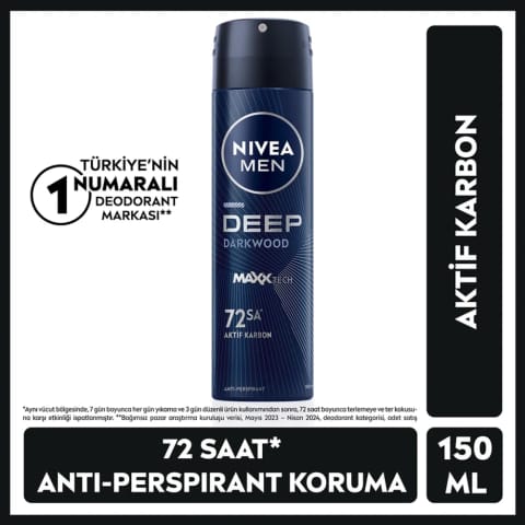 NIVEA Men Deep Dimension اسپری دئودورانت مردانه ۱۵۰ میلیلیتر
