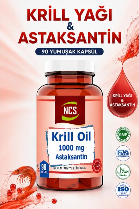 NCS کریل اویل ۱۰۰۰ میلی‌گرم حاوی آستازانتین ۲ میلی‌گرم ۹۰ عدد سافت‌ژل امگا ۳