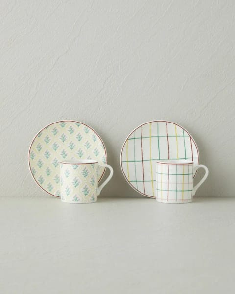 ست فنجان قهوه ۴ تکه ۲ نفره Neva New Bone China ۸۰ ml رنگی