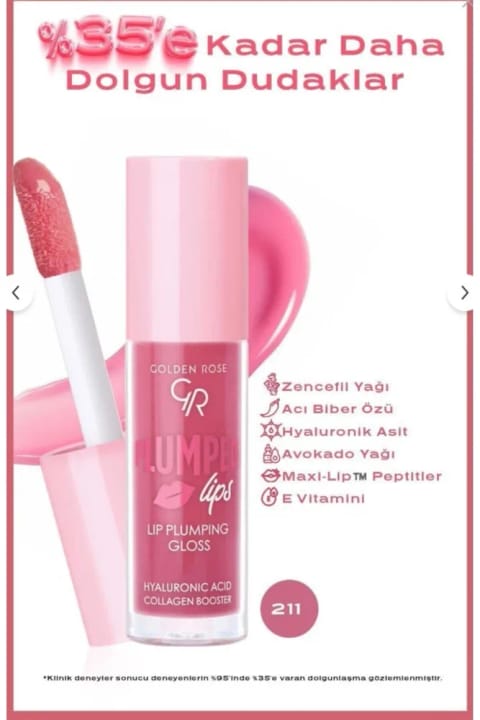 Golden Rose Plumped Lips Lipgloss شماره 211 - براق کننده لب با اثر حجم دهنده و مرطوب...