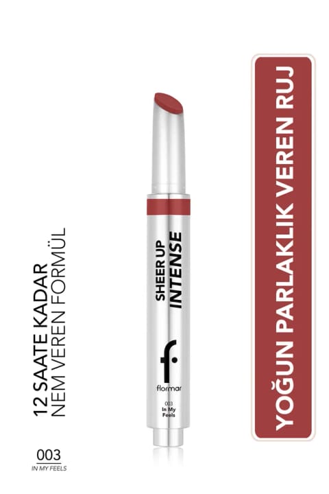 Flormar Sheer Up Intense کرم بافت با پایانی براق - رژ لب جامد 003 In my Feels