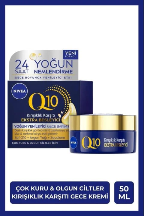 NIVEA کرم شب Q10 ضد چروک و تغذیهکننده شدید برای پوست خشک و بالغ