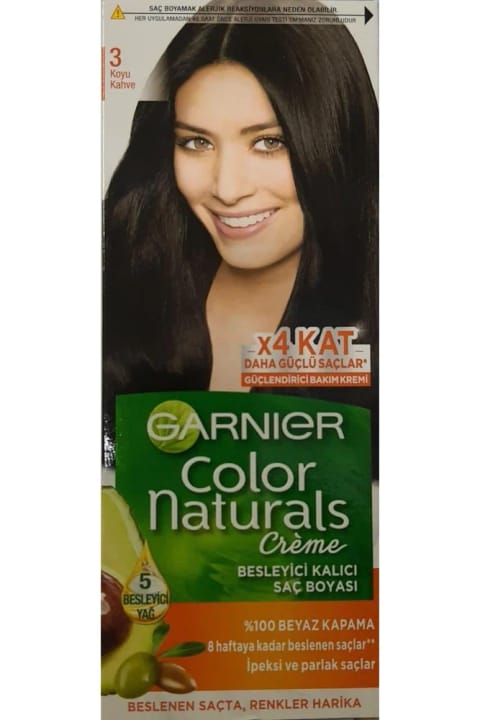 رنگ مو گارنیه Color Naturals شماره 3 قهوه ای تیره X4