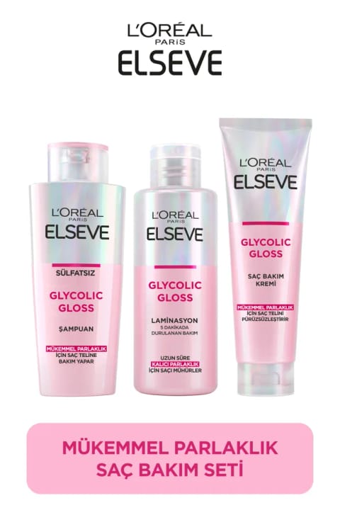 ست سهتکه مراقبت از مو ELSEVE Glycolic Gloss Perfect Shine