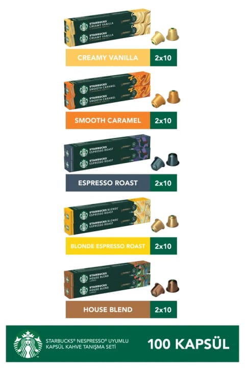 Starbucks Nespresso Uyumlu Kapsül Kahve Tanışma Seti 100'lü