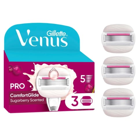 ماشین اصلاح زنانه Gillette Venus ComfortGlide میامی با رایحه Sugarberry (۳ عدد هد یدکی)
